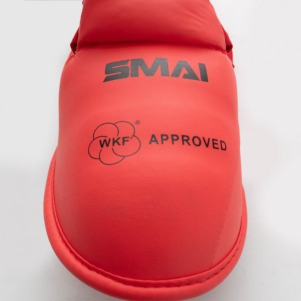 Захист гомілки та стопи SMAI WKF &mdash; червоний, знімна стопа, поліуретан SMAI-SS-WKF-RED-XS фото