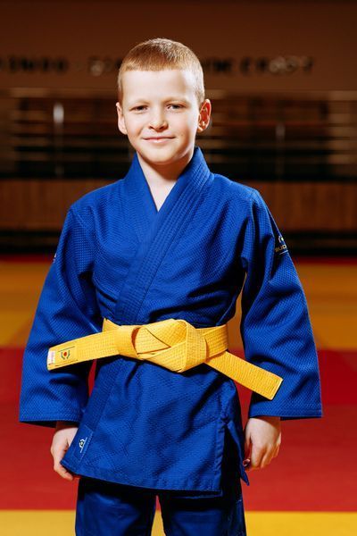 Купити синє дитяче кімоно для дзюдо BUDOGI BEGINNER