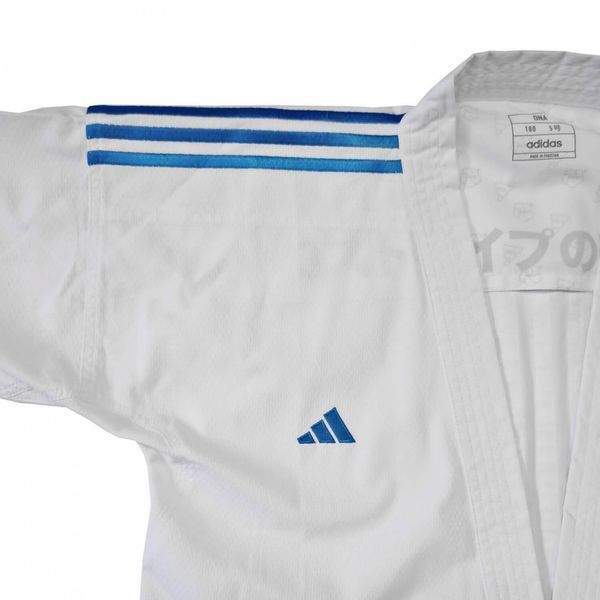 Комплект кімоно Adidas Fighter Slim Fit WKF (2 куртки + 1 штани) &mdash; Aka & Ao (червоні та сині смуги), PrimeGreen ADI-FIGHT-SLIM-SET-155 фото