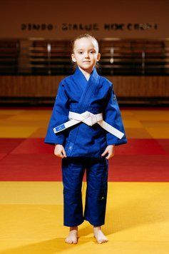 Синє дитяче кімоно для дзюдо BUDOGI BEGINNER для дівчаток